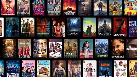 A streaming service grid of movie posters.