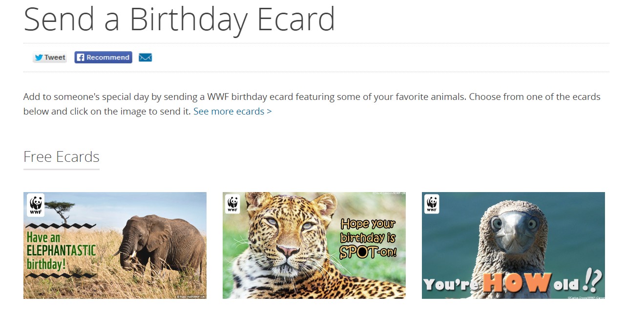 WWF birthday cards