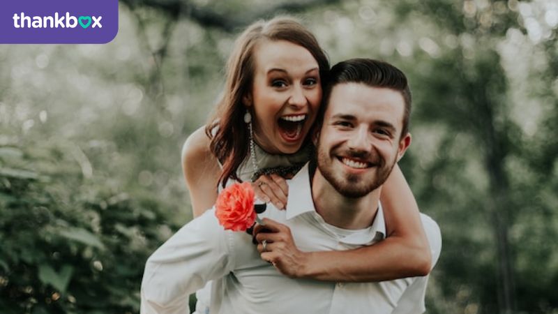 A couple happy at the news of engagement