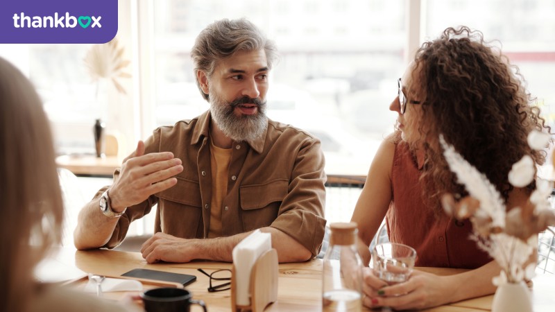 Man and a woman talking