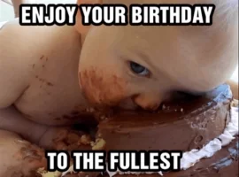 Baby cannot keep face out of cake
