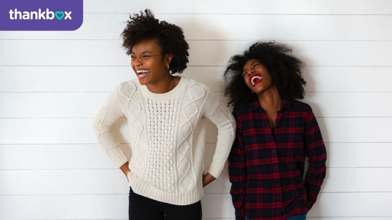 Two women laughing