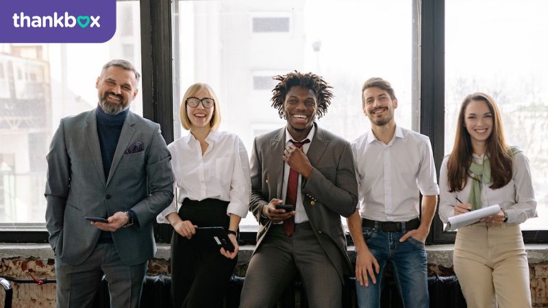 Coworkers smiling together