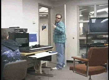 GIF of cool dude in shades peacing out when leaving the office