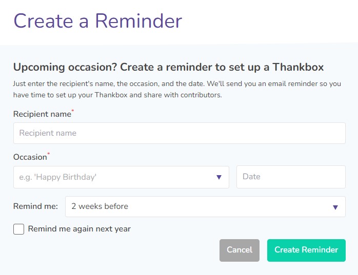 Create a reminder form