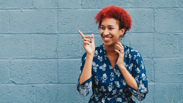 Smiling redhead woman