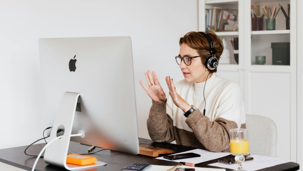 Woman in a video call