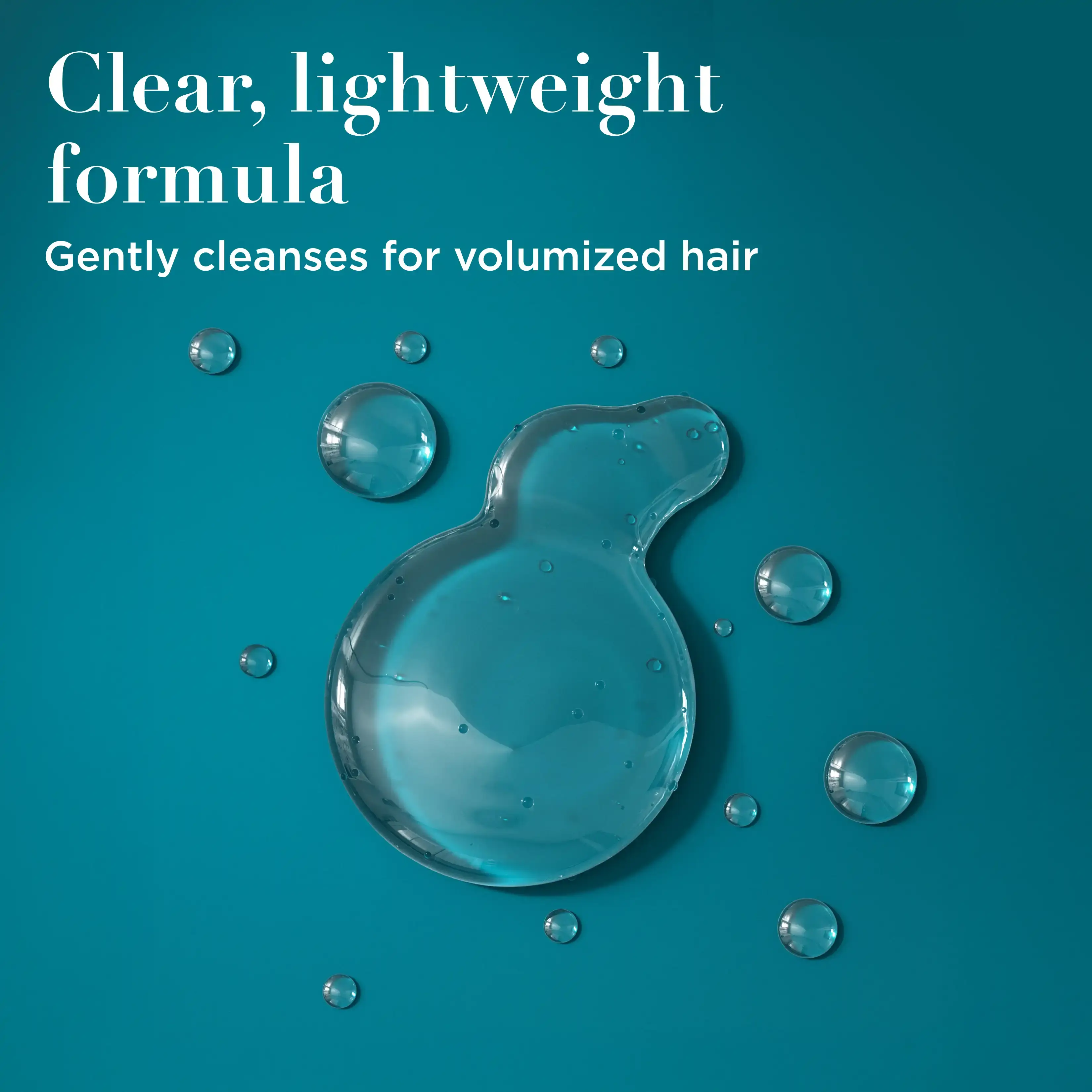 OGX® Biotin and Collagen clear lightweight formula gently cleanses for volumized hair