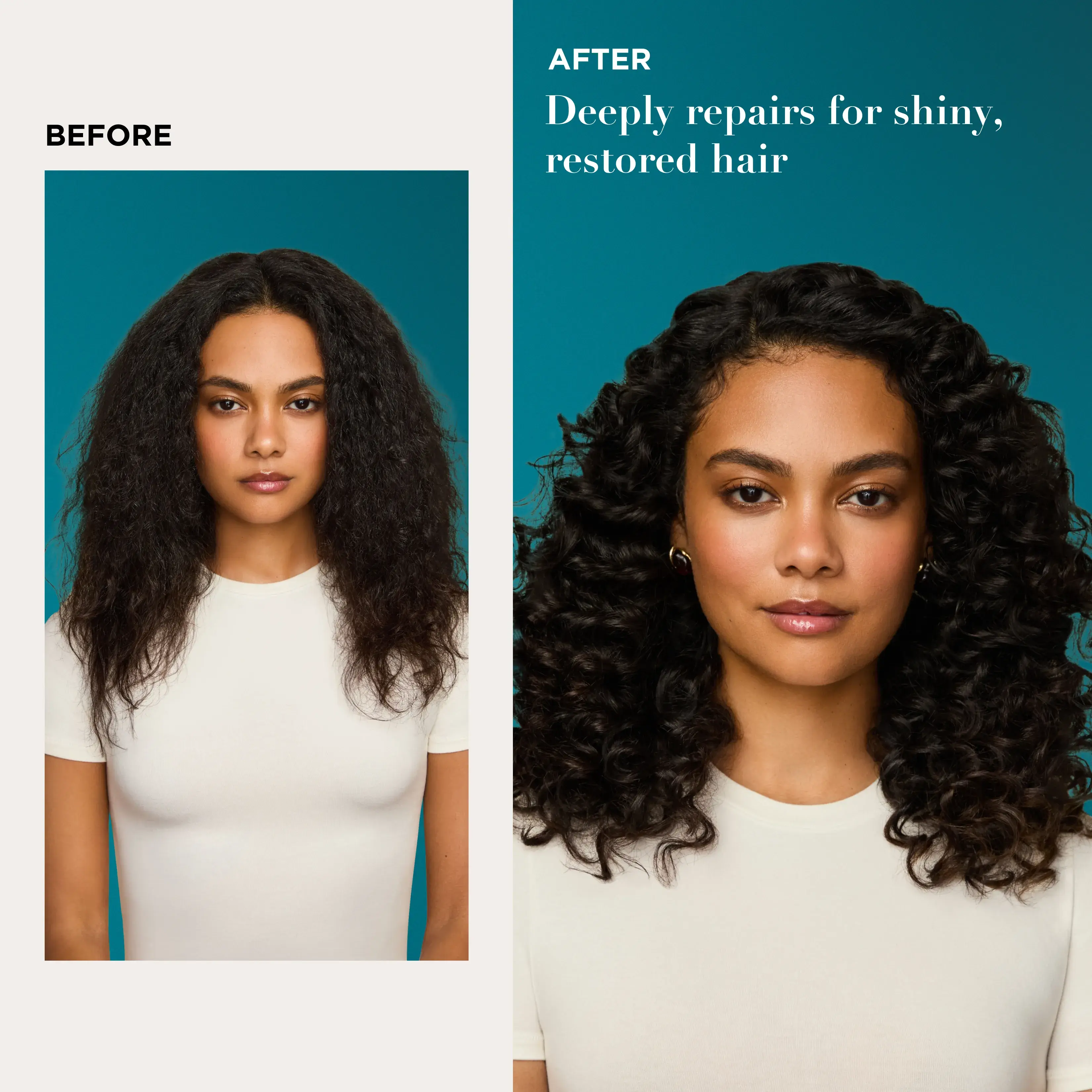 OGX® Hair Before and After of and Renewing + Argan Oil of Morocco Extra Penetrating Oil