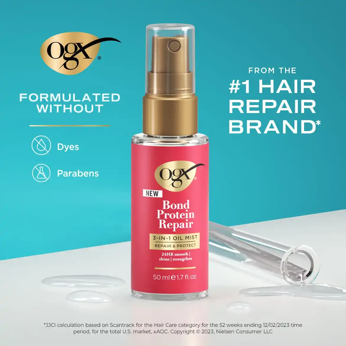 Bond Protein Repair 3-in-1 Oil Mist Product Benefits: Protects against frizz, smooths and adds shine to hair