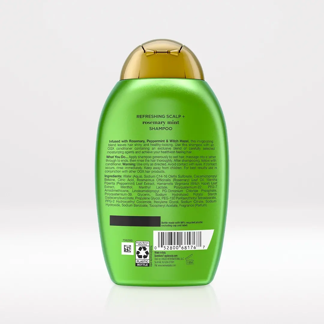 Rosemary Mint Extra Strength Shampoo 13oz Back of Packaging
