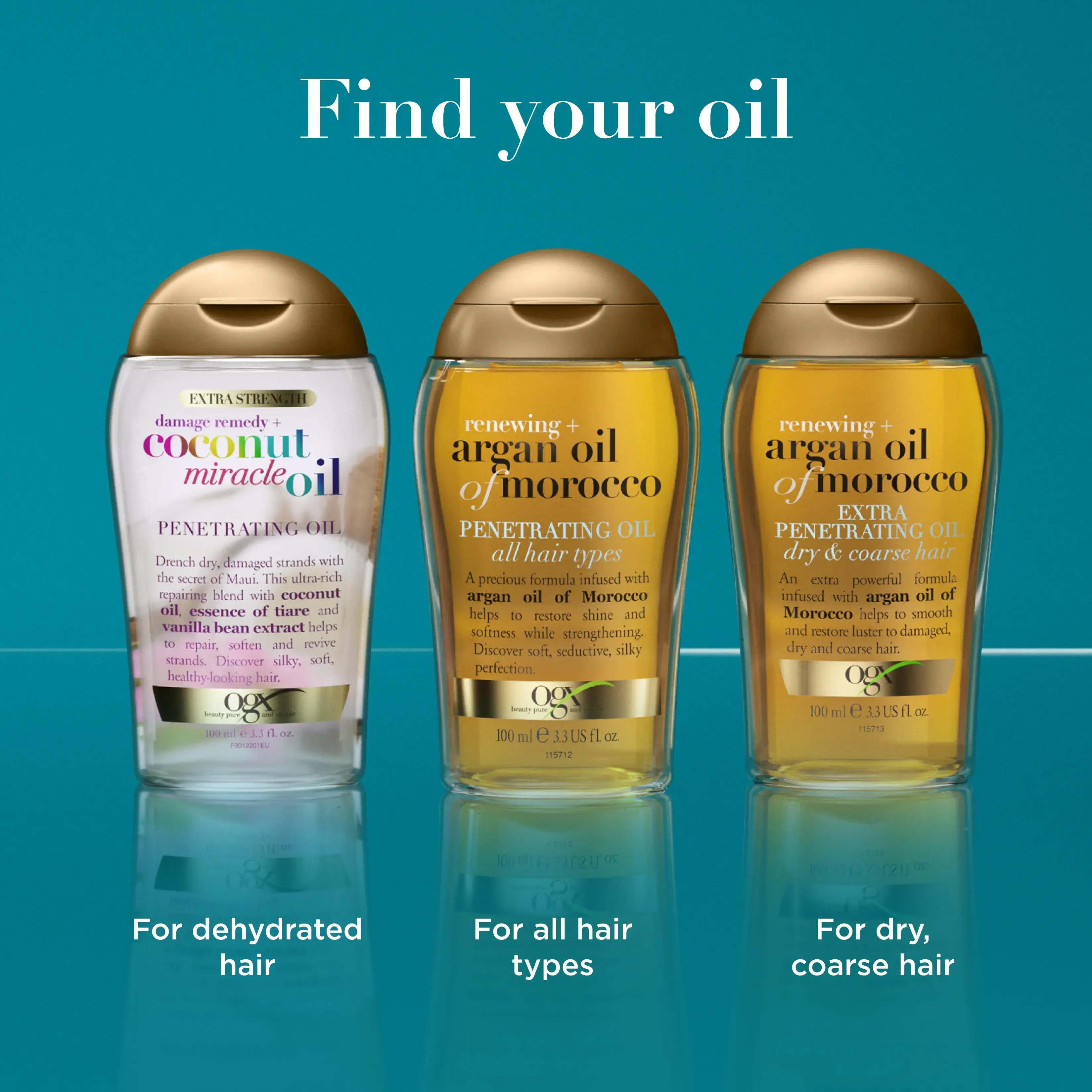 OGX® Find your Oil according to specific hair type