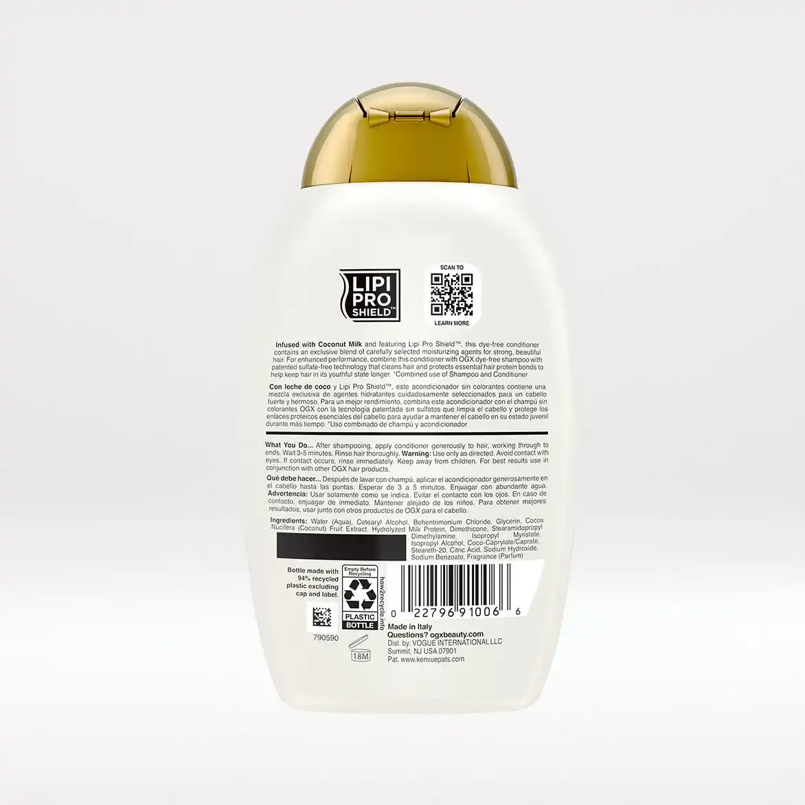 Coconut Milk Conditioner 13oz Back of Packaging