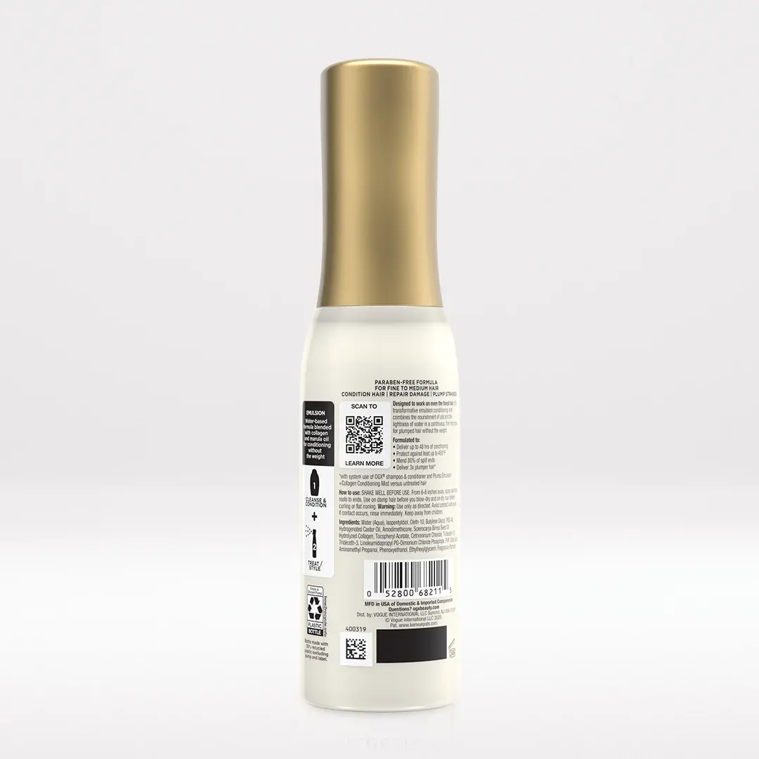 Smooth Emulsion + Collagen Conditioning Mist Back of Packaging