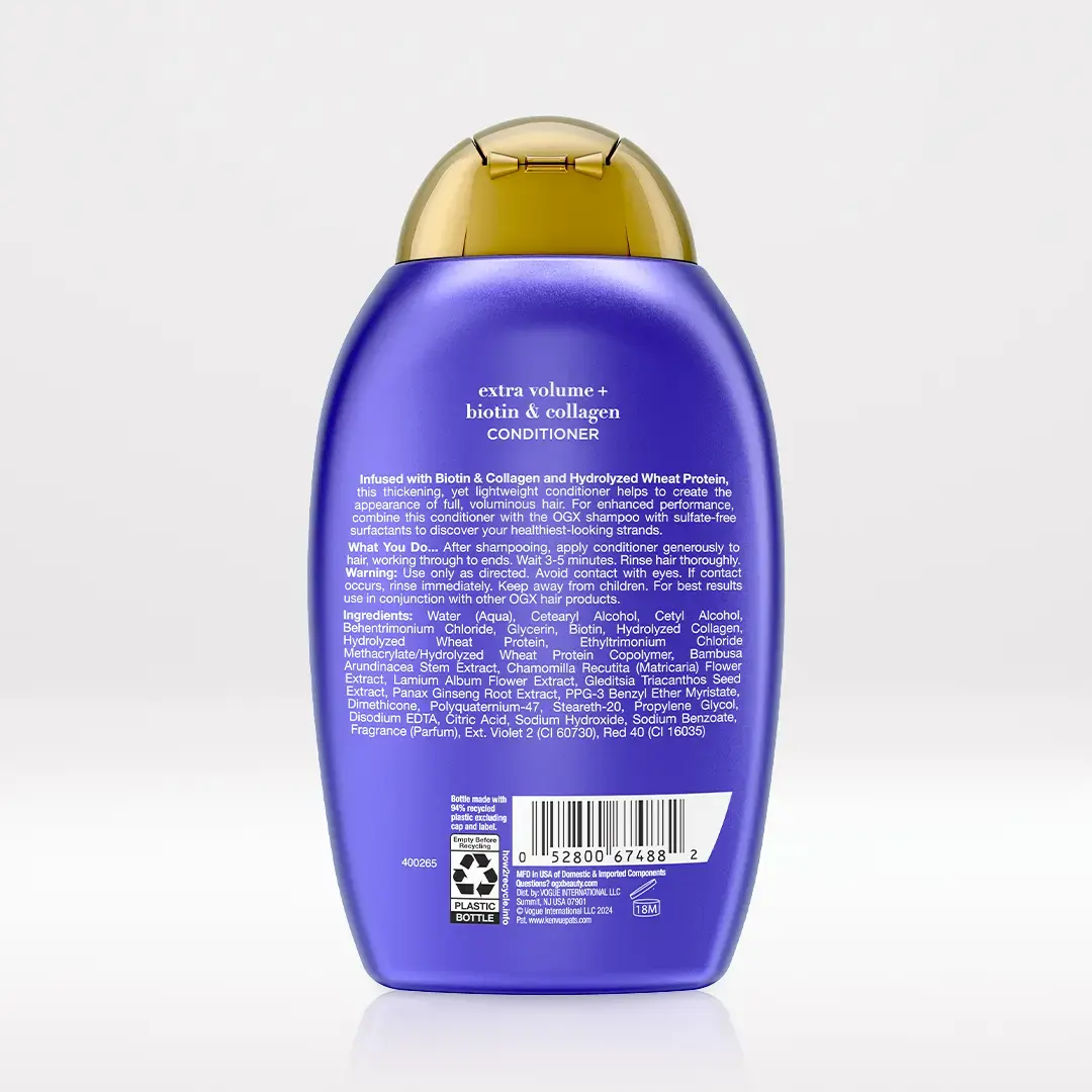 Biotin & Collagen Conditioner 13oz Back of Packaging