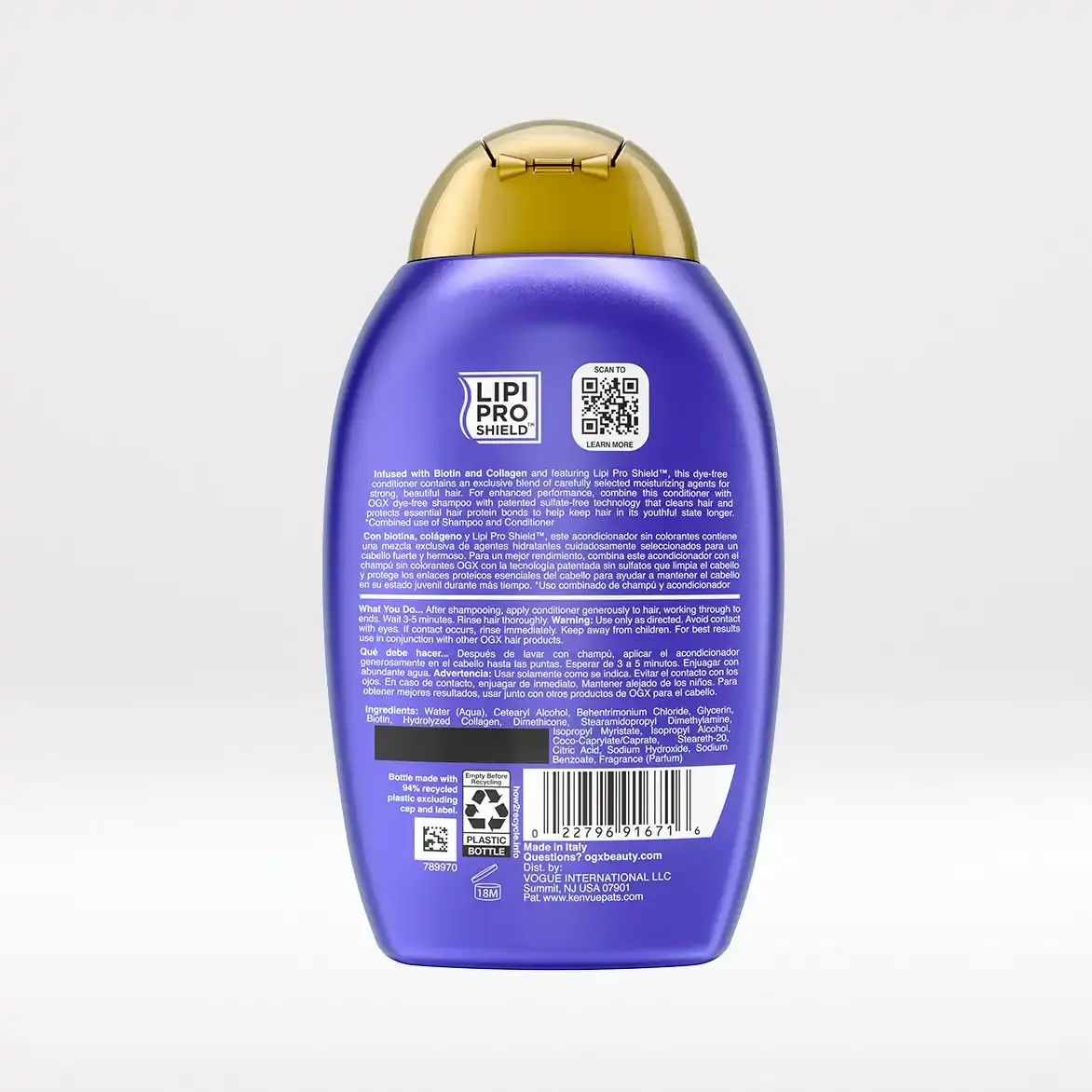 Biotin & Collagen Conditioner 13oz Back of Packaging