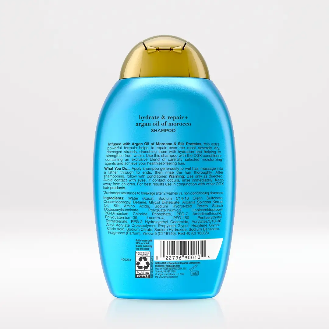 Argan Oil of Morocco Shampoo 13oz Back of Packaging