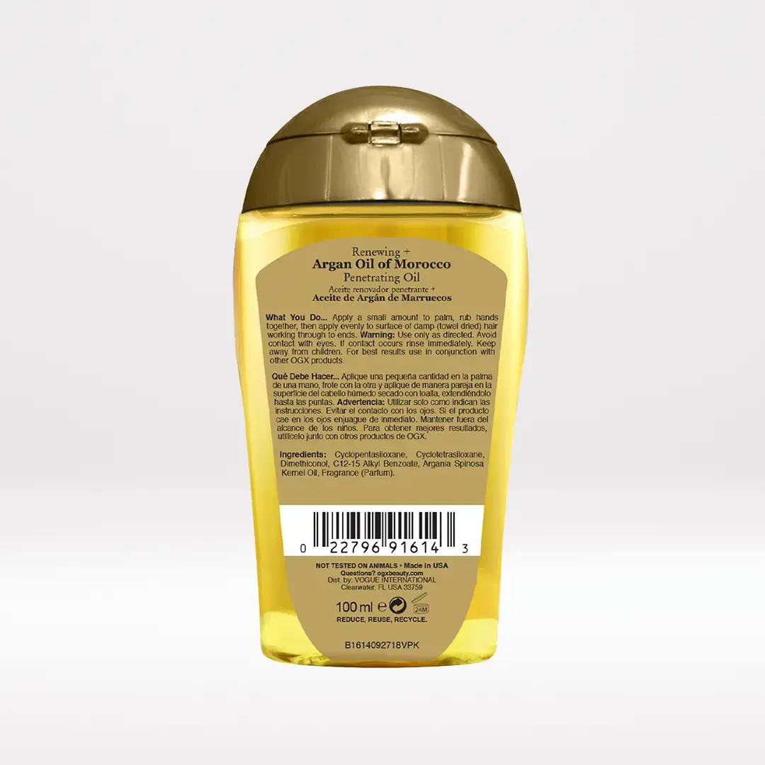 Argan Oil of Morocco Penetrating Oil Back of Packaging
