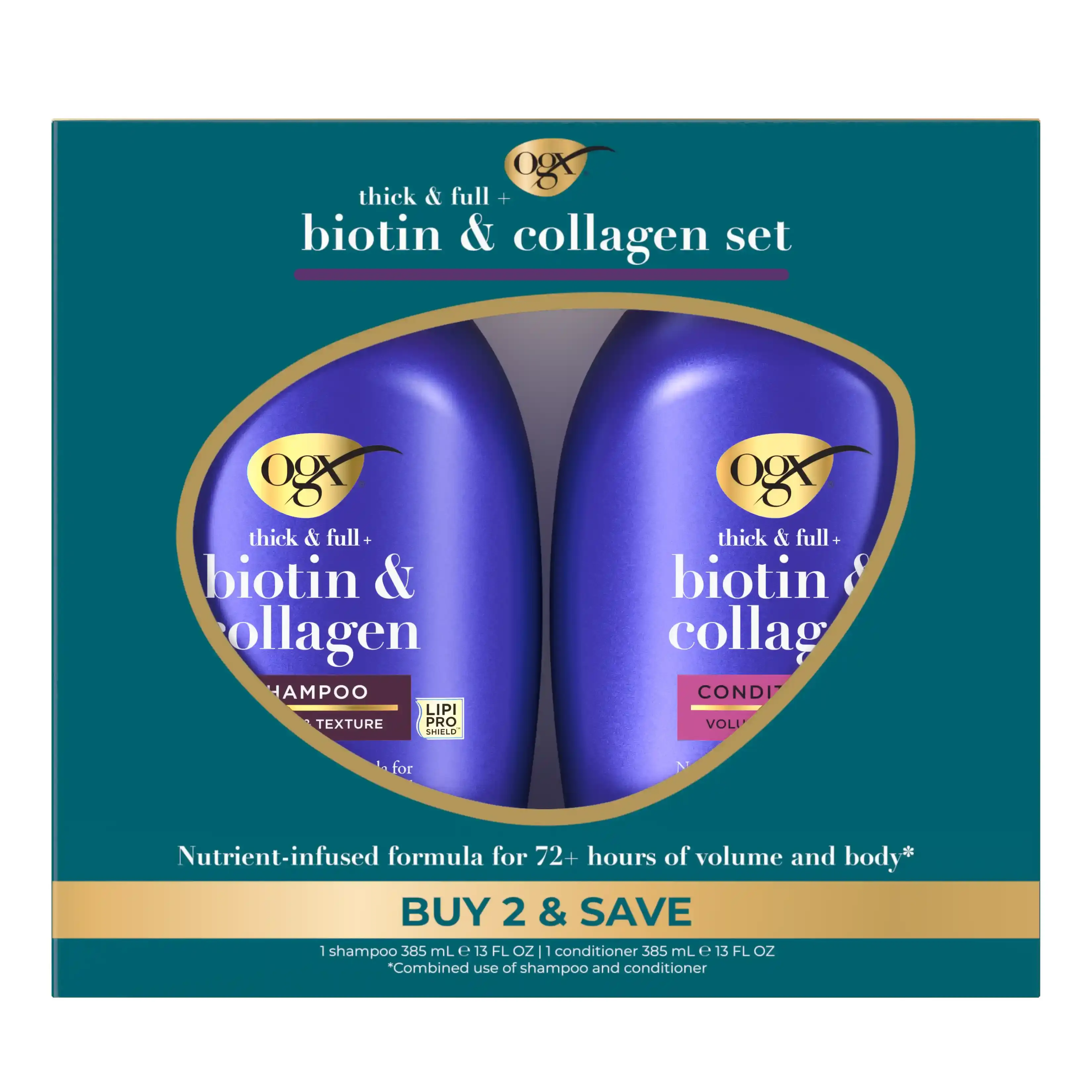 Biotin & Collagen Shampoo & Conditioner 13 oz Set  - 2 Pack - Front of pack