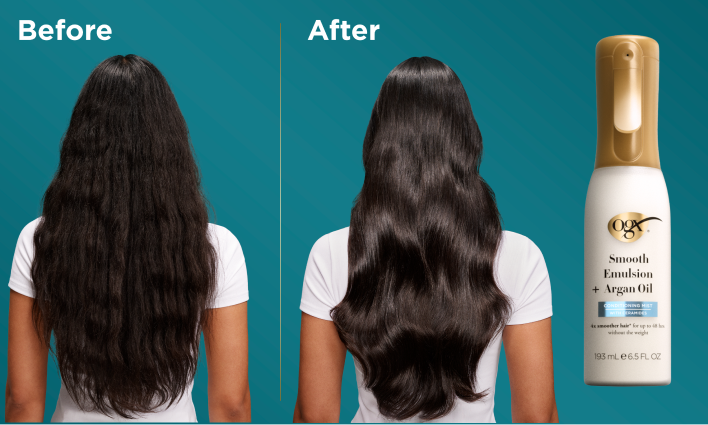 Before and After with Smooth Emulsion + Argan Oil Conditioning Mist