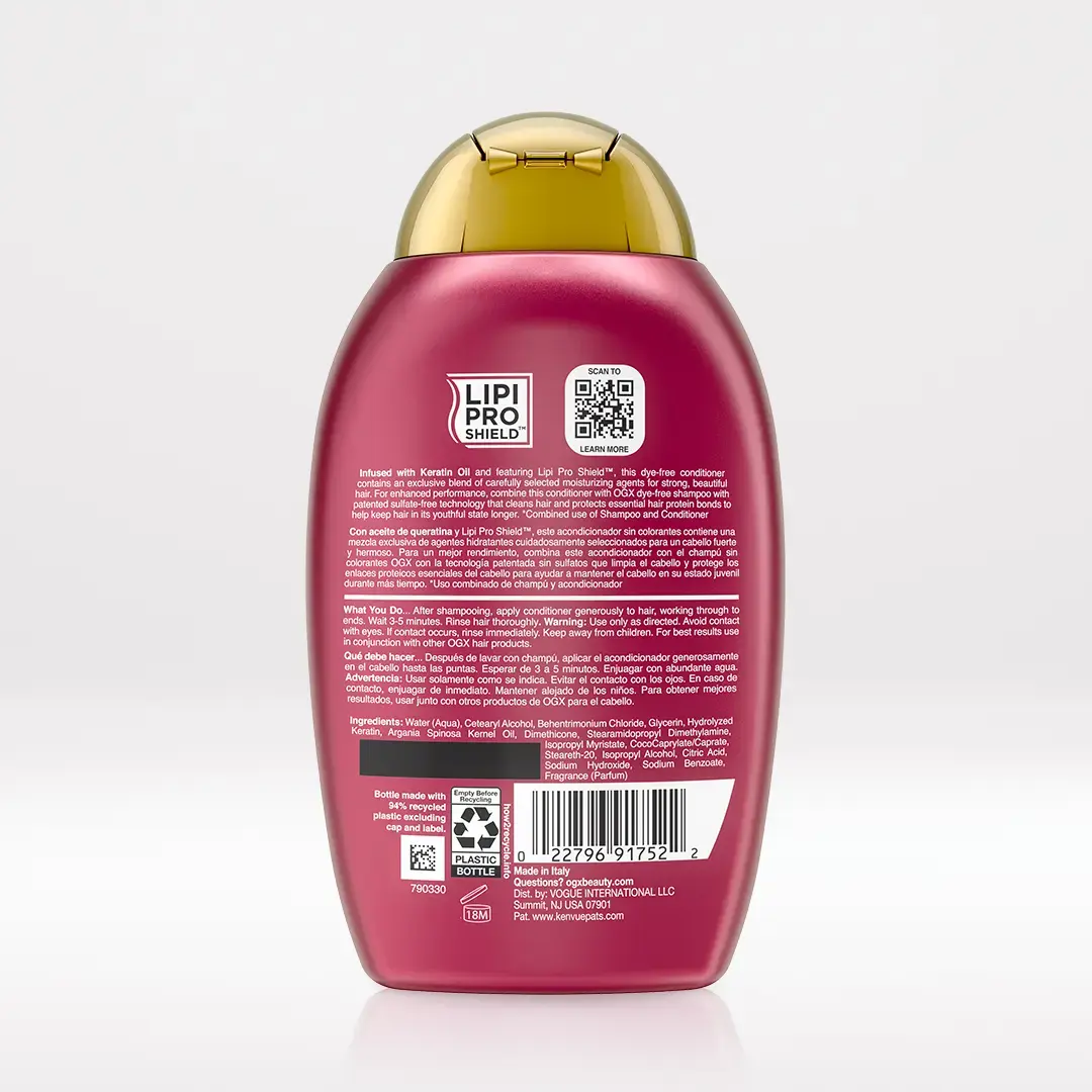 Keratin Oil Conditioner Back of Packaging