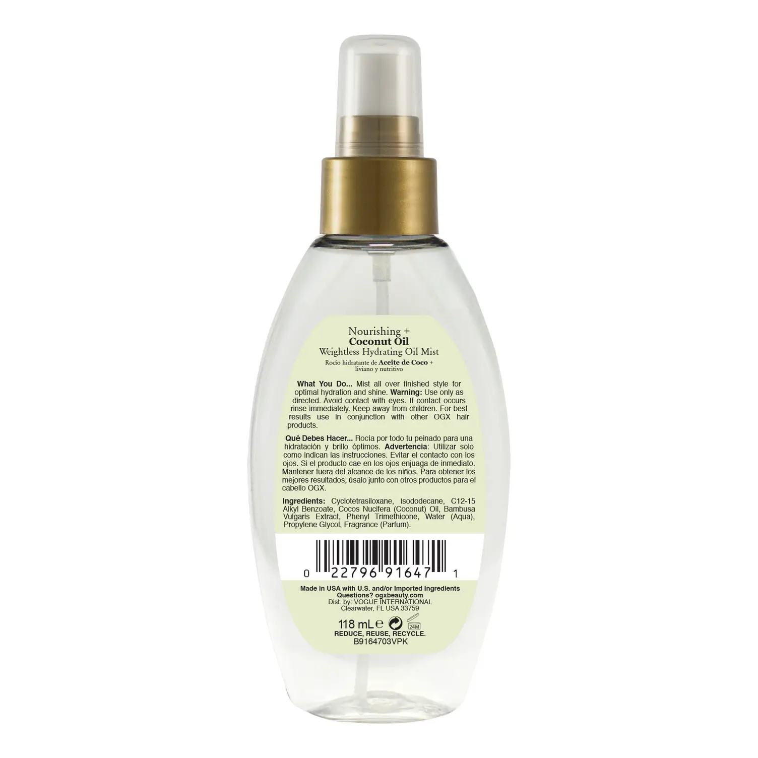 Nourishing + Coconut Oil Weightless Oil Hair Mist 4oz 2