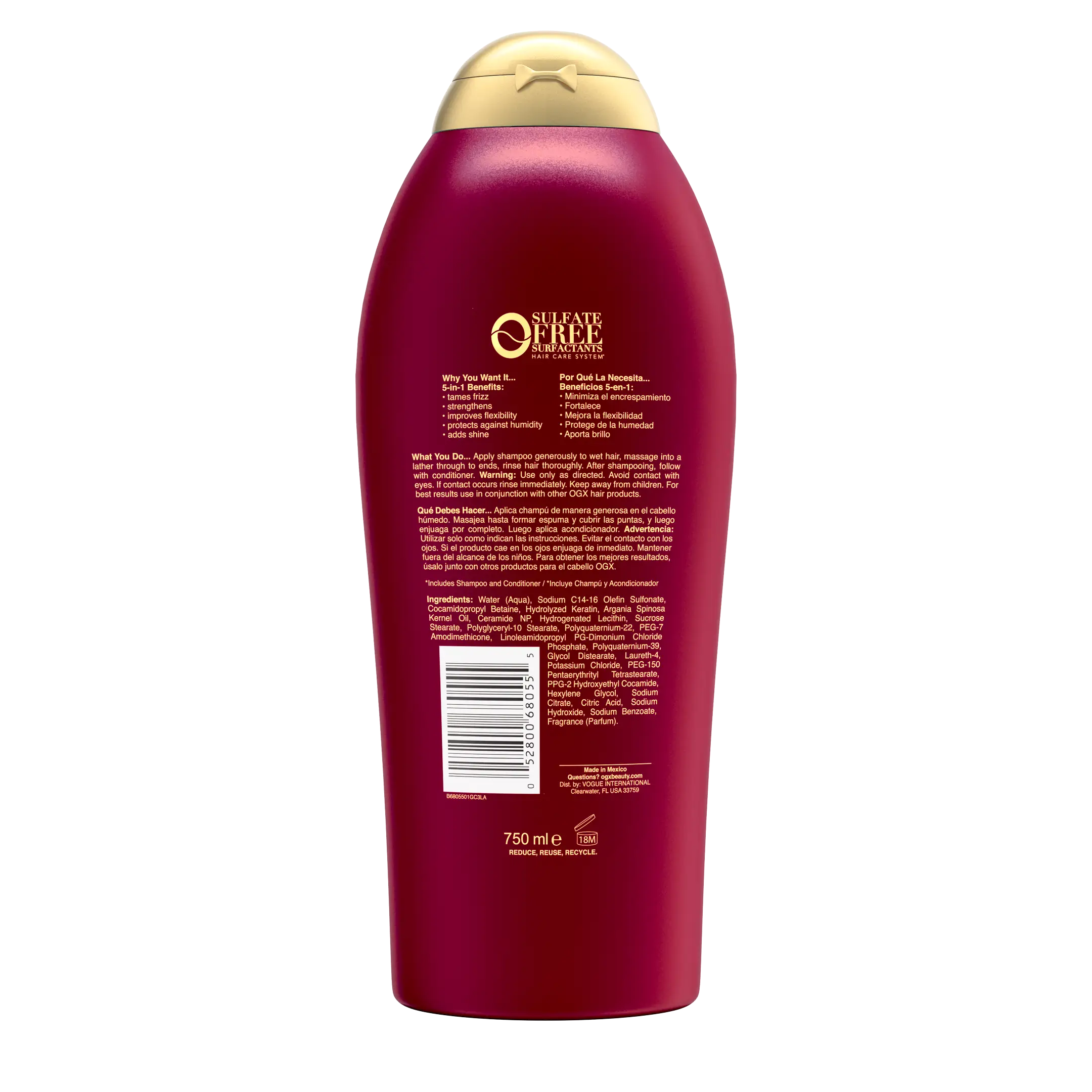 Frizz-Free Keratin Smoothing Oil Shampoo for Frizzy Hair 25.4 fl oz 2