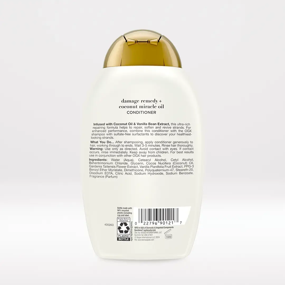 Coconut Miracle Oil Conditioner 13oz Back of Packaging