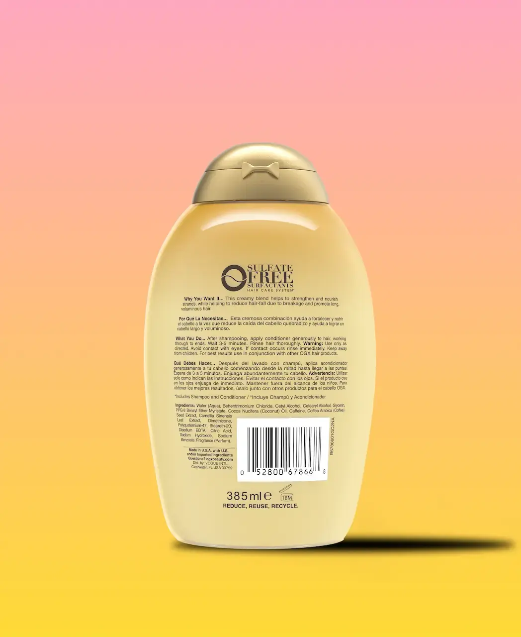 [DISCONTINUED] Coconut Caffeine Strengthening Conditioner Back of Packaging