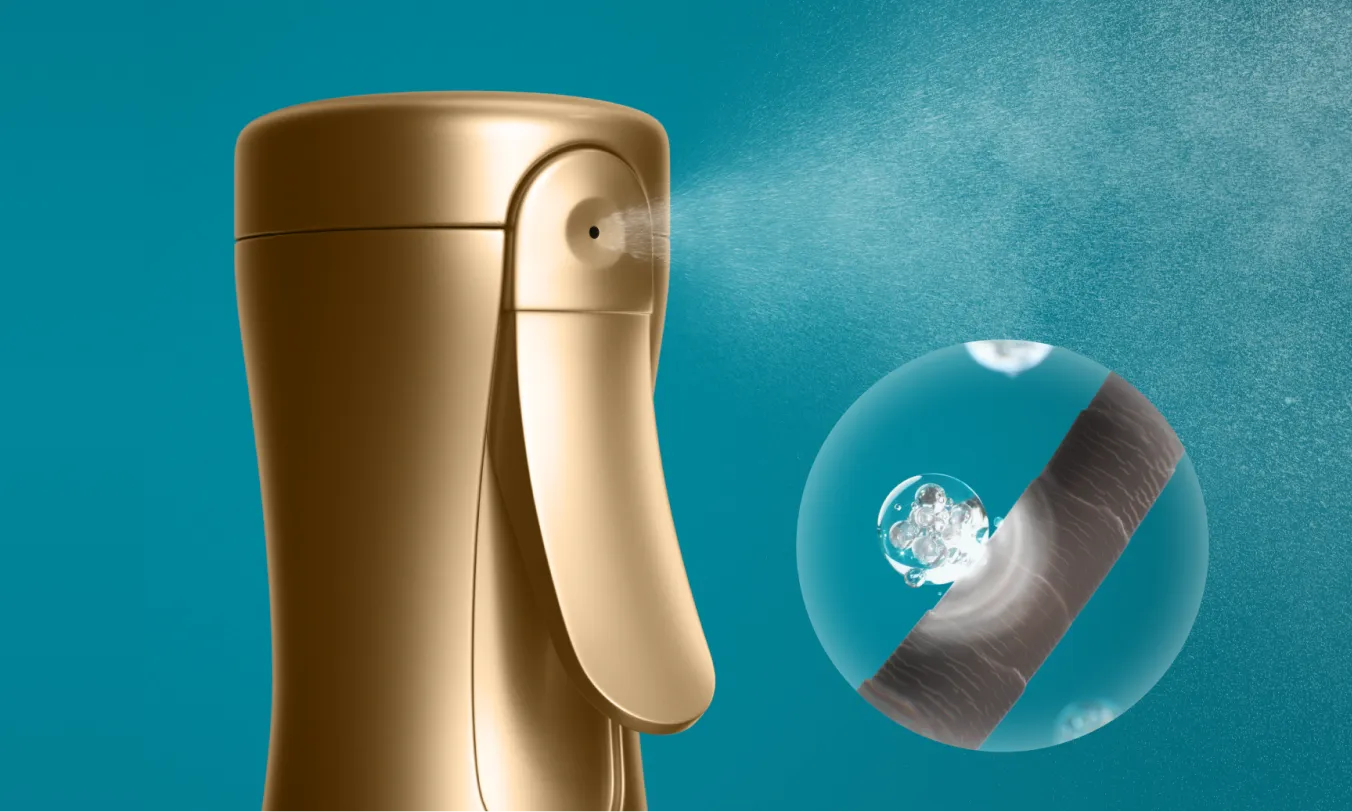 ProGrowth + Peptide Sealing Mist being applied to hair follicle