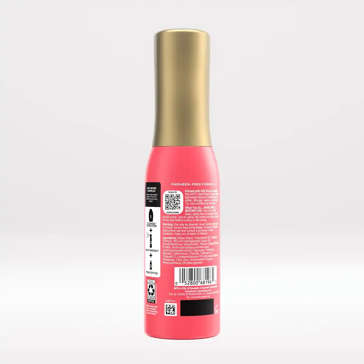 Bond Protein Repair 450°F Heat Protect Spray Back of Packaging