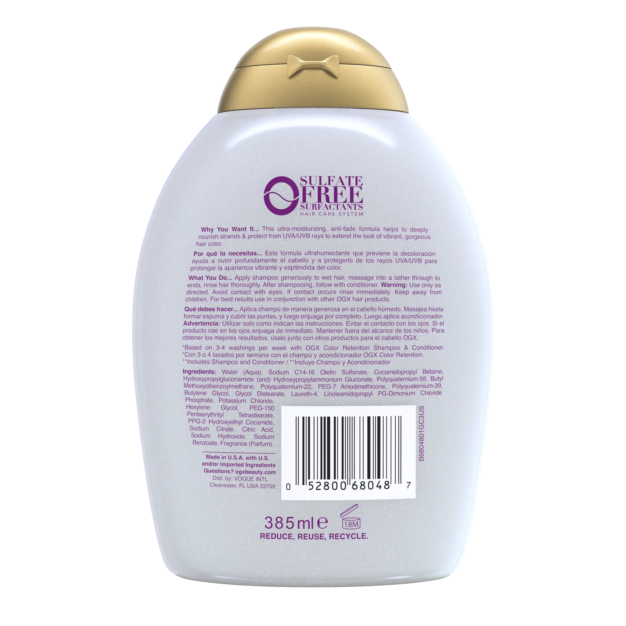 [DISCONTINUED] Vibrant Color Vibes Shampoo Back of Packaging