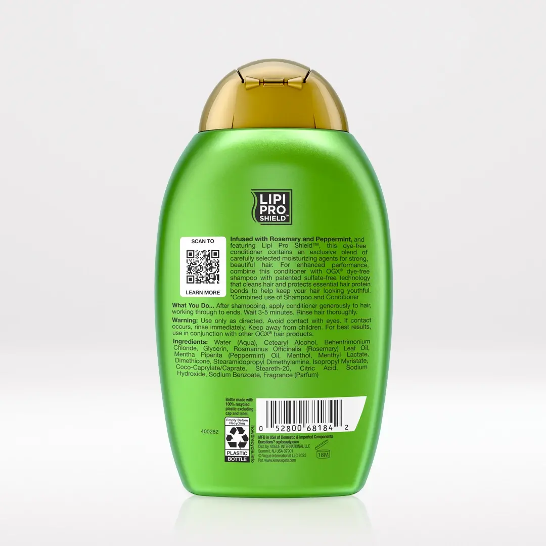 Rosemary Mint Conditioner 13oz Back of Packaging
