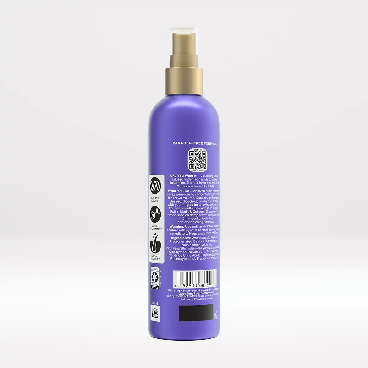 Biotin and Collagen Volumizing Spray Back of Packaging