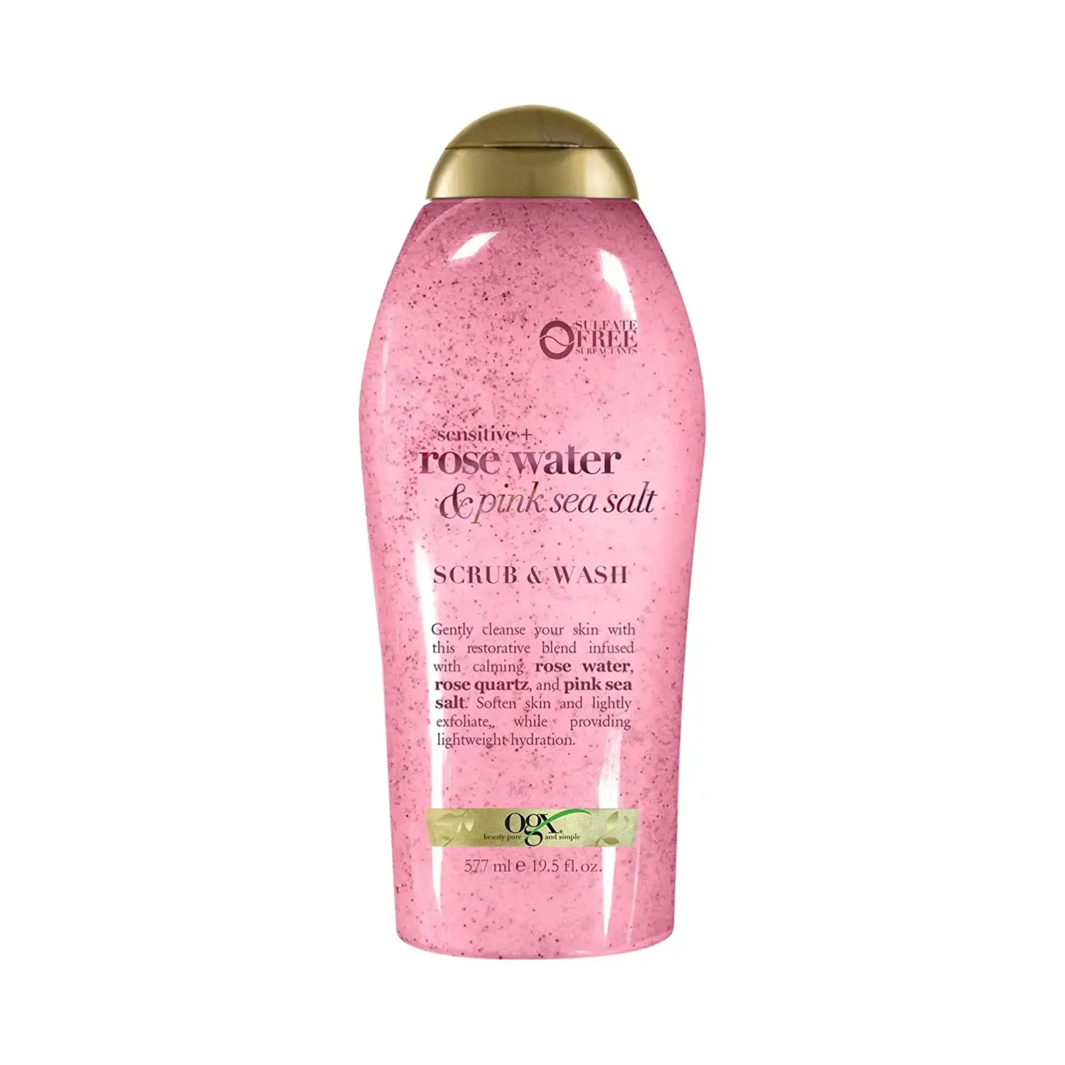Rose Water & Pink Sea Salt Scrub & Wash Front of Packaging