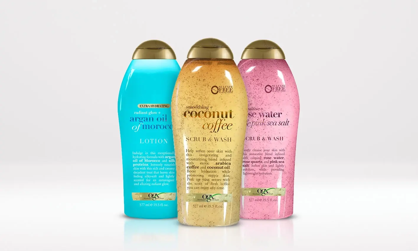 Assorted OGX® body products, including body washes and body lotions