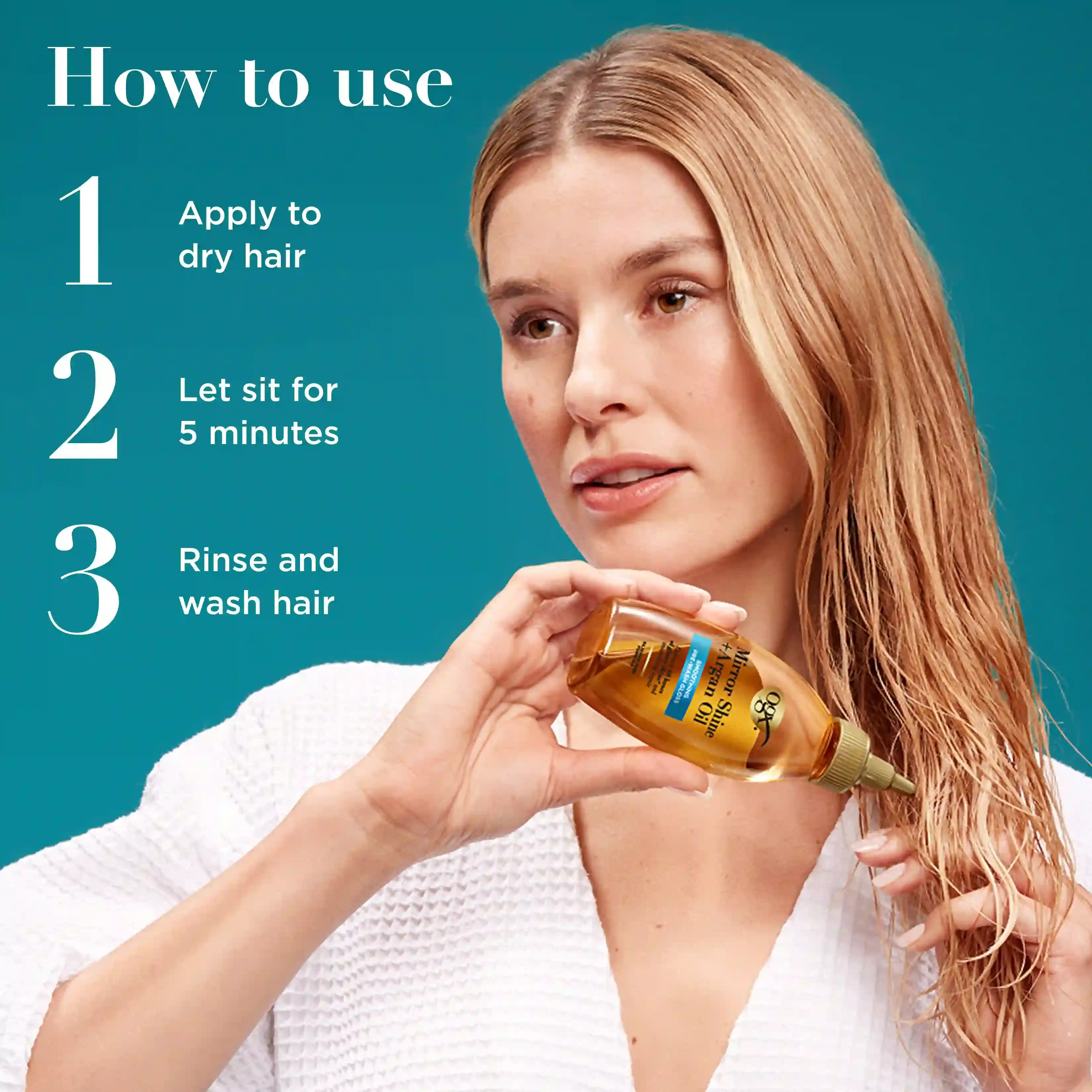 How to use: 1 apply to dry hair, 2 let set for 5 minutes, 3 rinse and wash hair