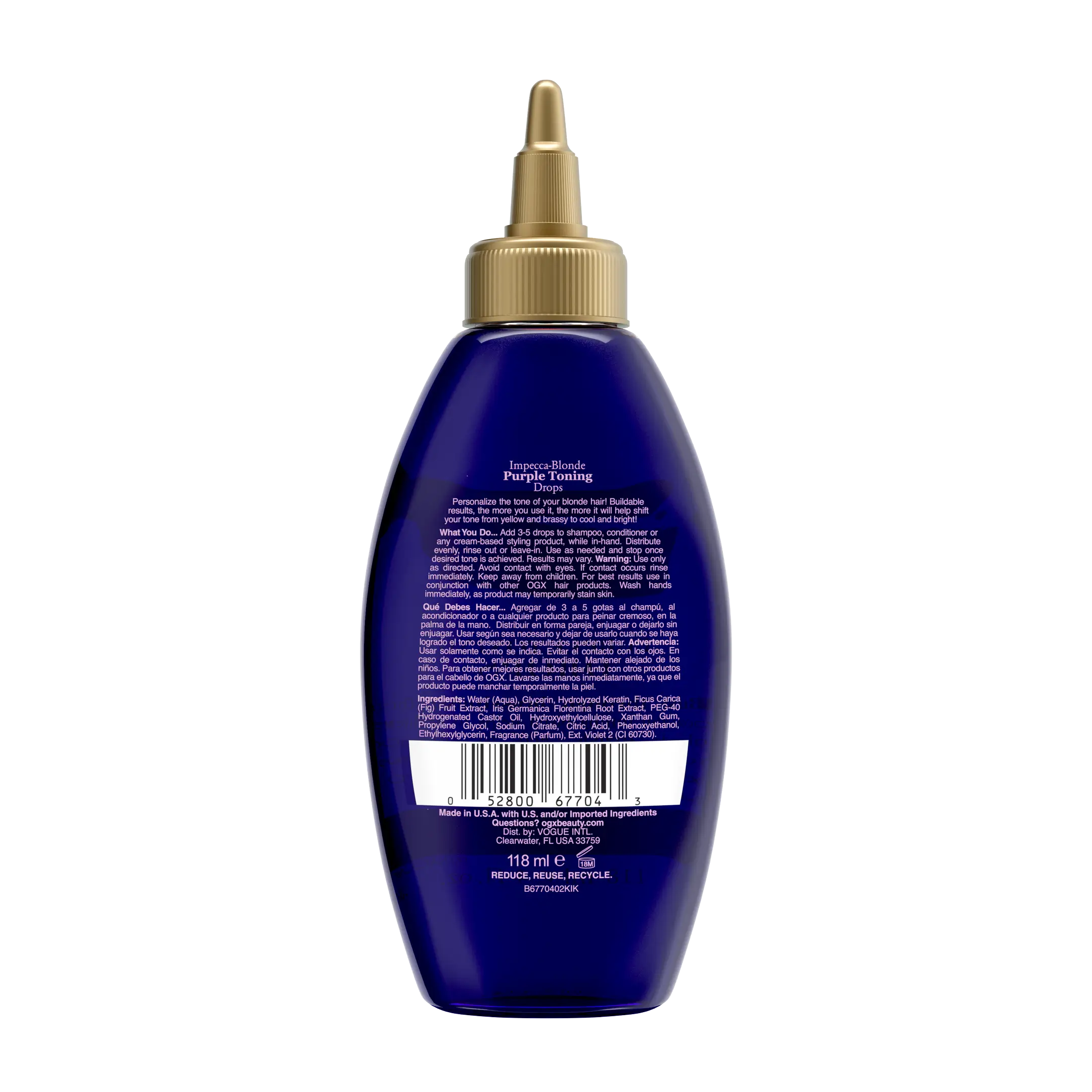 [DISCONTINUED] Purple Toning Drops Back of Packaging