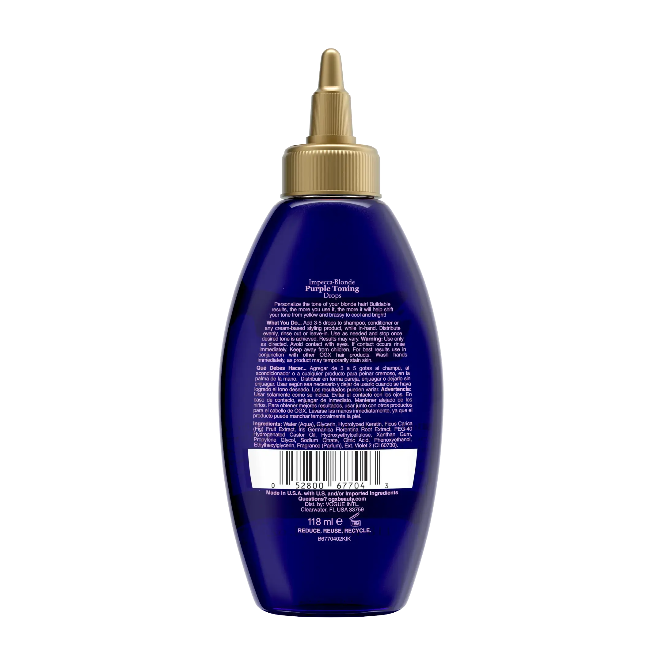 [DISCONTINUED] Purple Toning Drops Back of Packaging