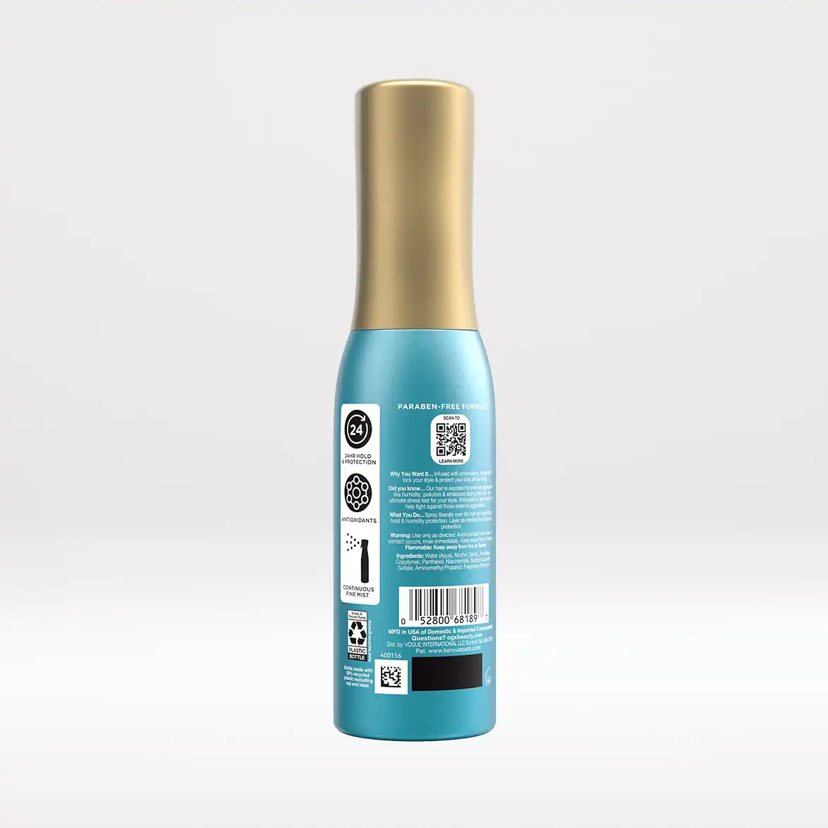 Flexible Hold Hairspray Back of Packaging