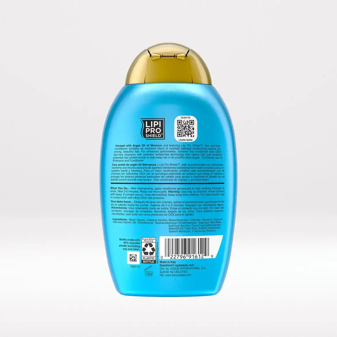 Argan Oil of Morocco Conditioner 13oz Back of Packaging
