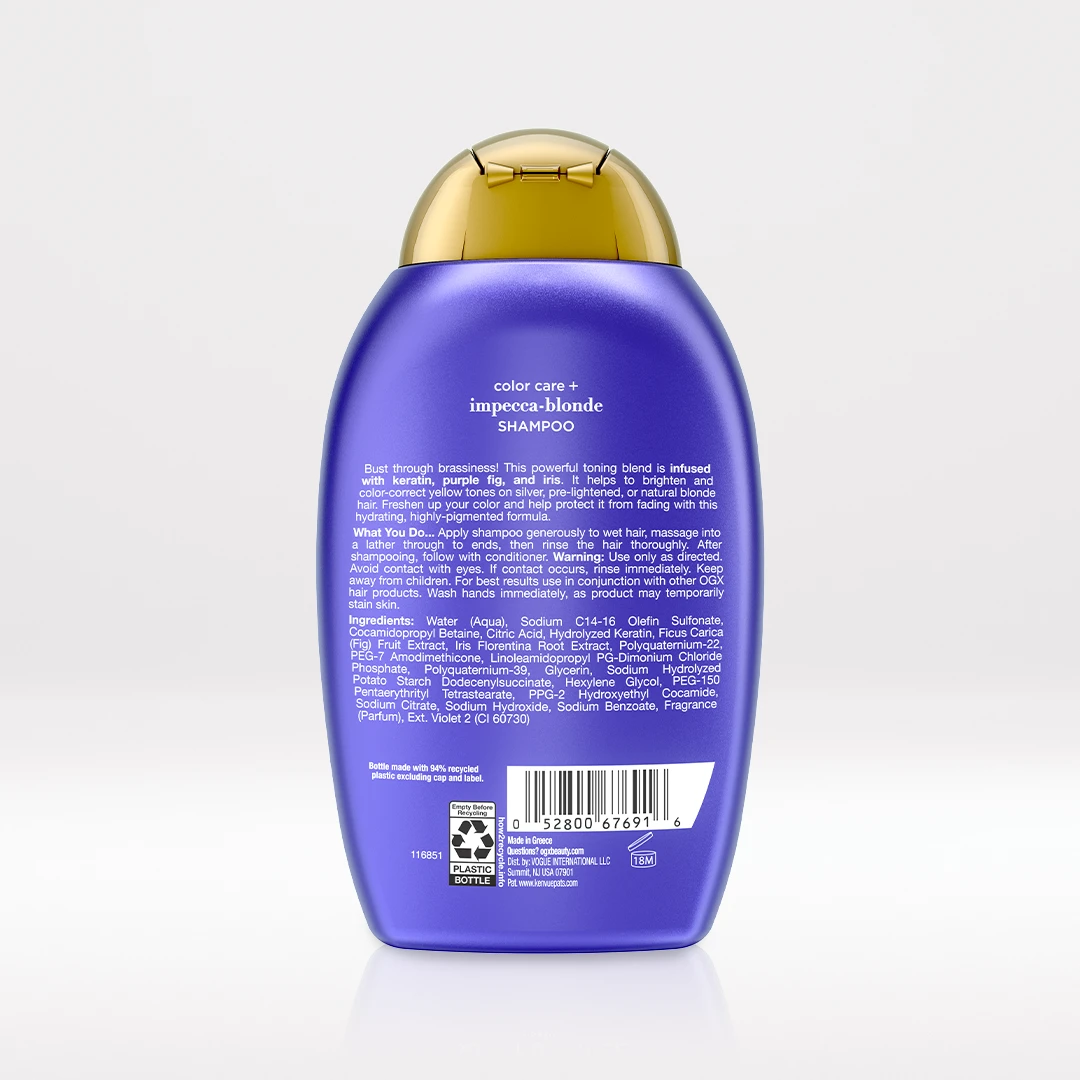 Purple Toning Shampoo Back of Packaging
