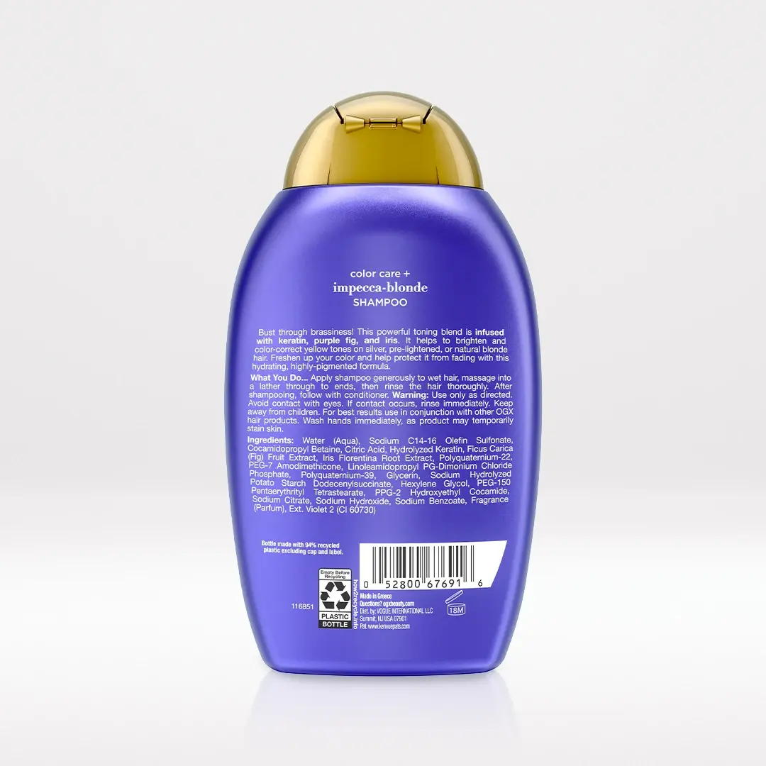 Purple Toning Shampoo Back of Packaging