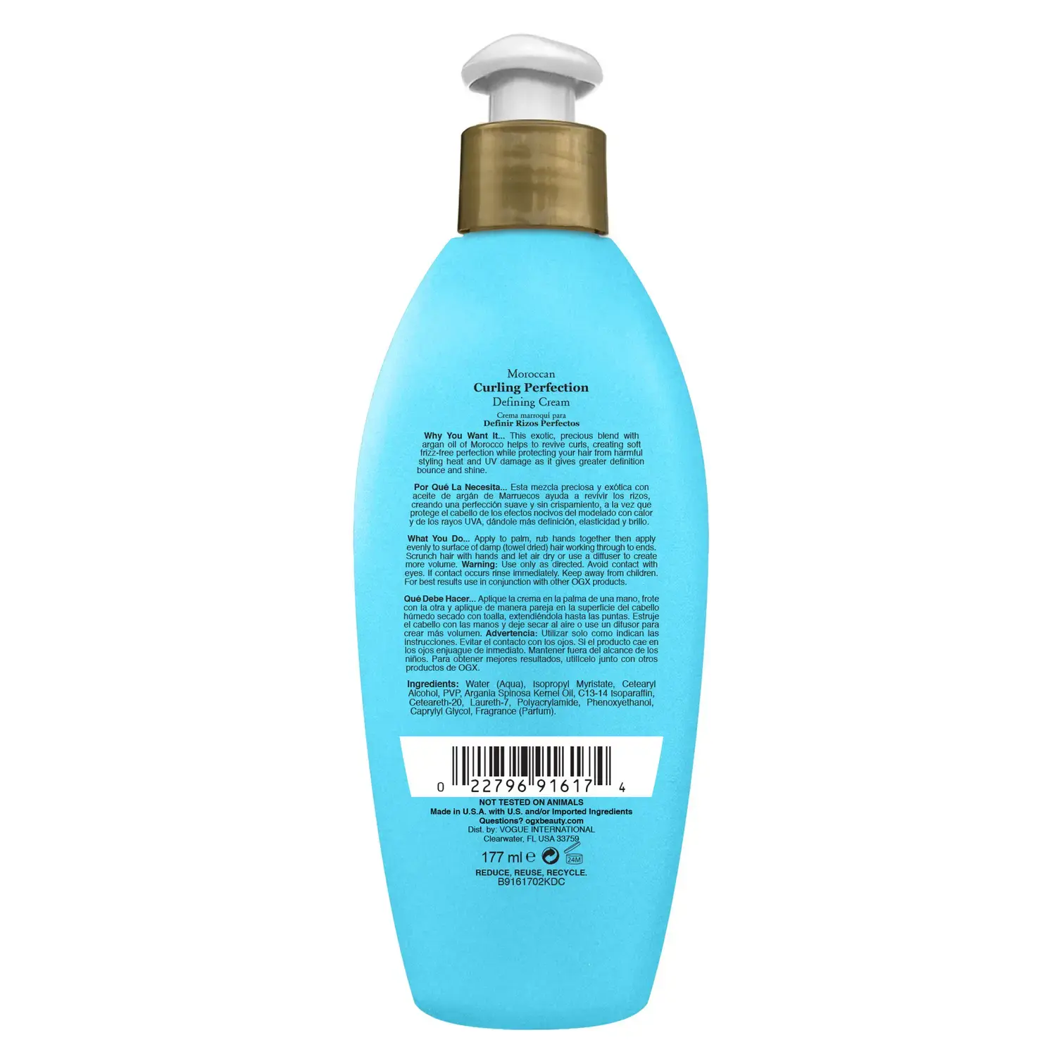 Moroccan Curling Perfection Defining Cream Back of Packaging