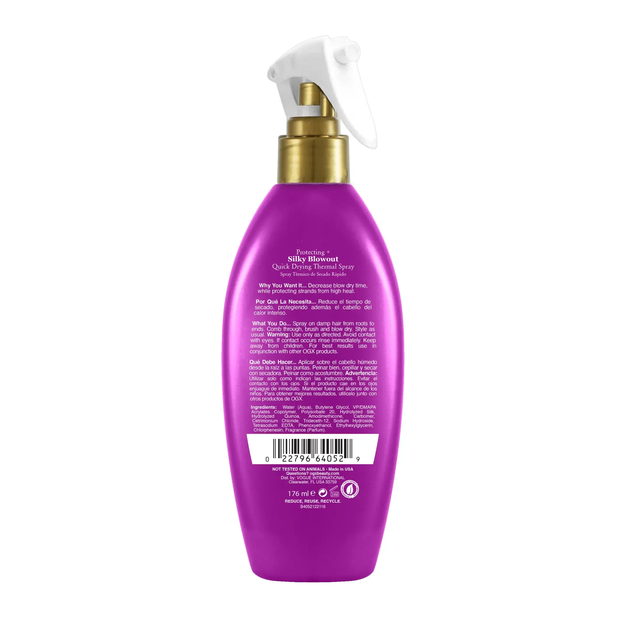 Silky Blowout Quick Drying Thermal Spray Back of Packaging