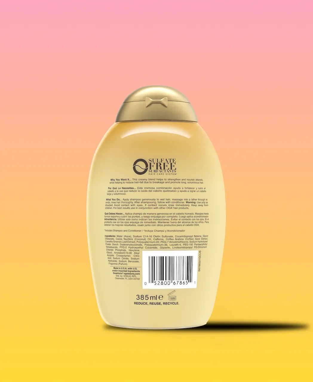 Coconut Caffeine Strengthening Shampoo Back of Pack