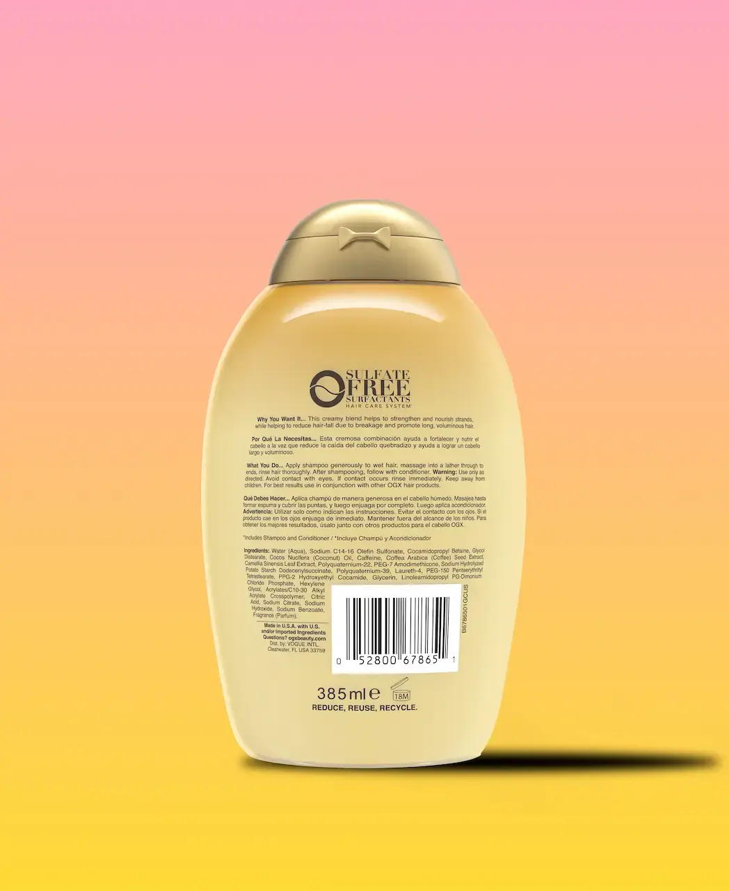 [DISCONTINUED] Coconut Caffeine Strengthening Shampoo Back of Packaging