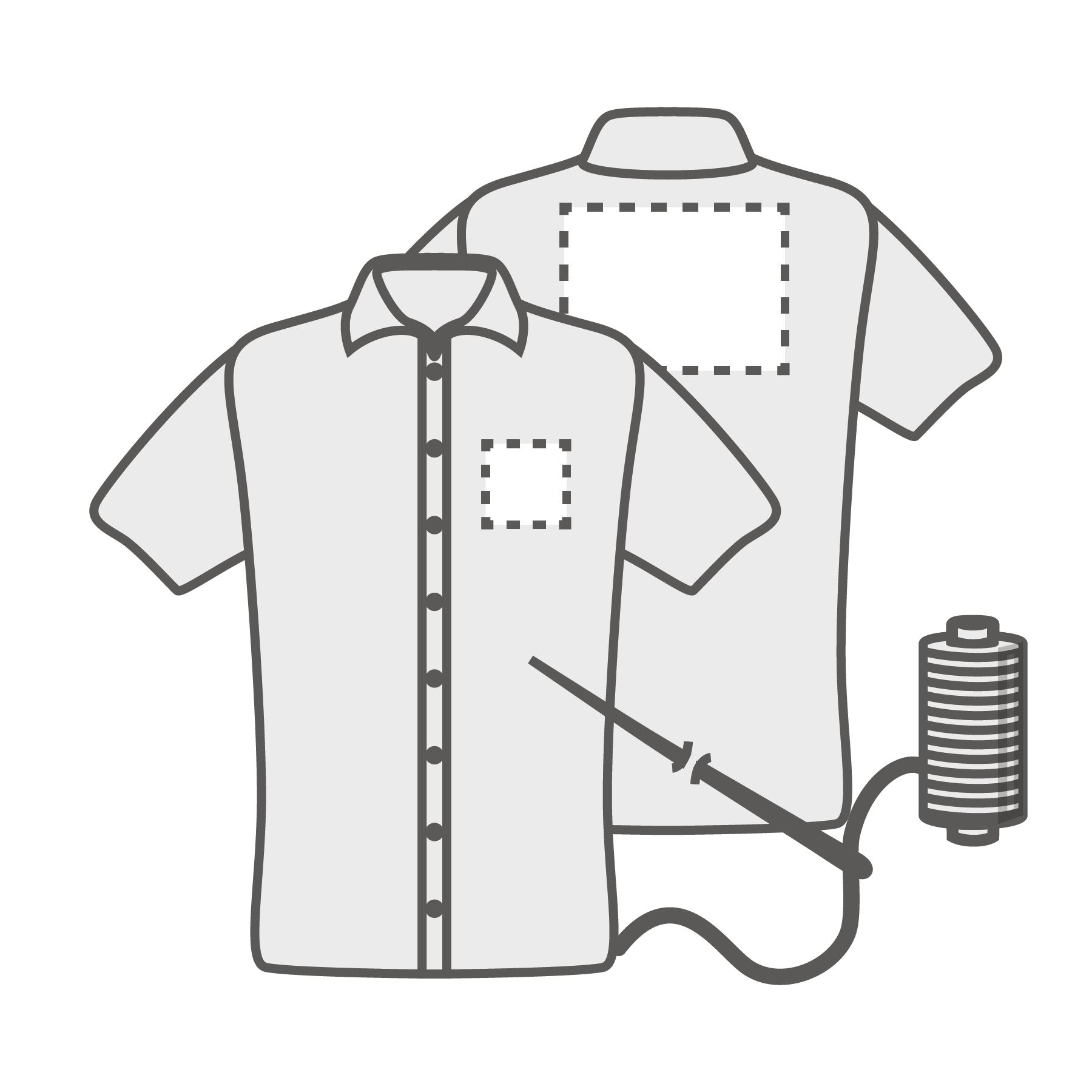 Poitrine gauche et dos (10x10 cm)(20x15 cm) Broderie