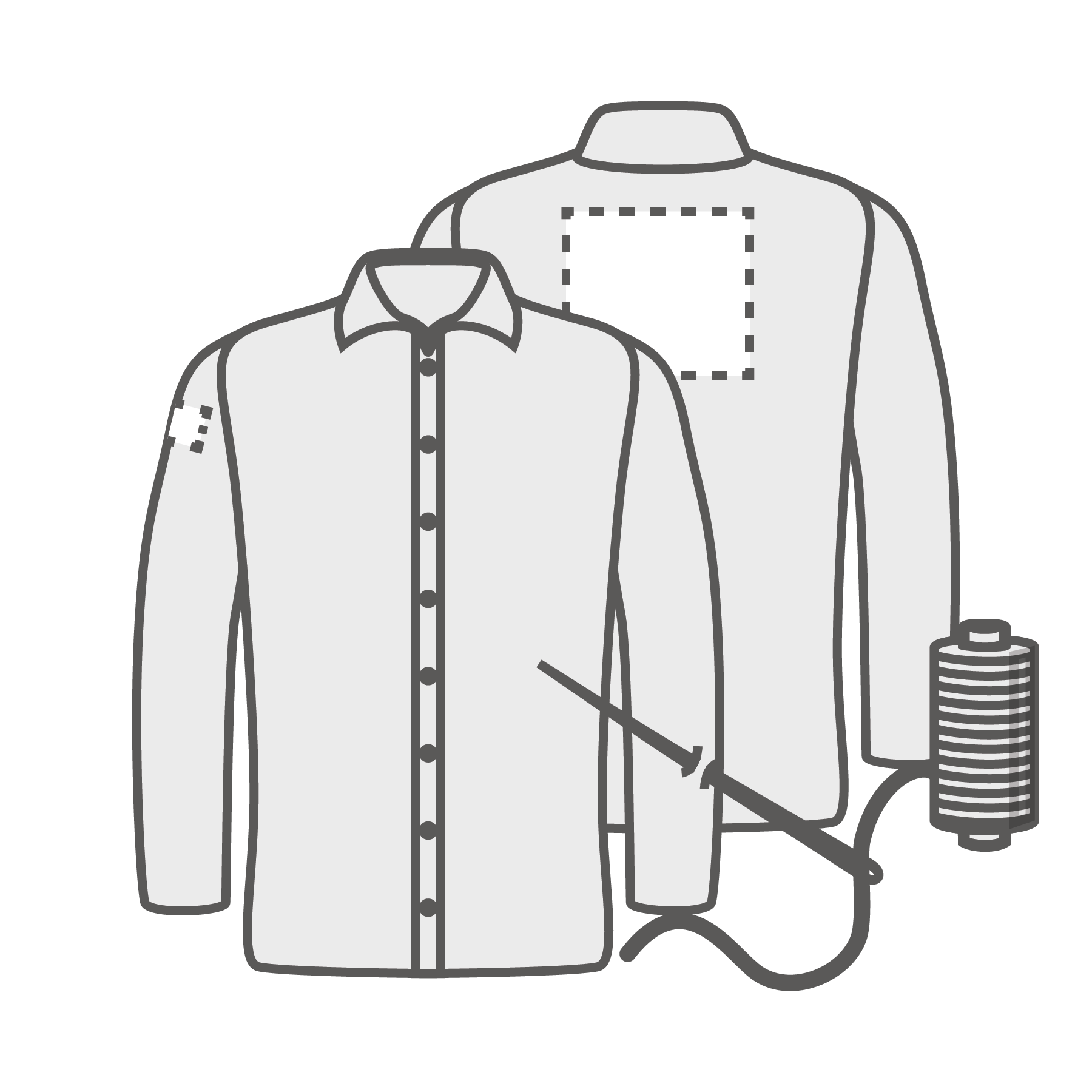 Manche droite et dos (8x4 cm)(15x15 cm) Broderie