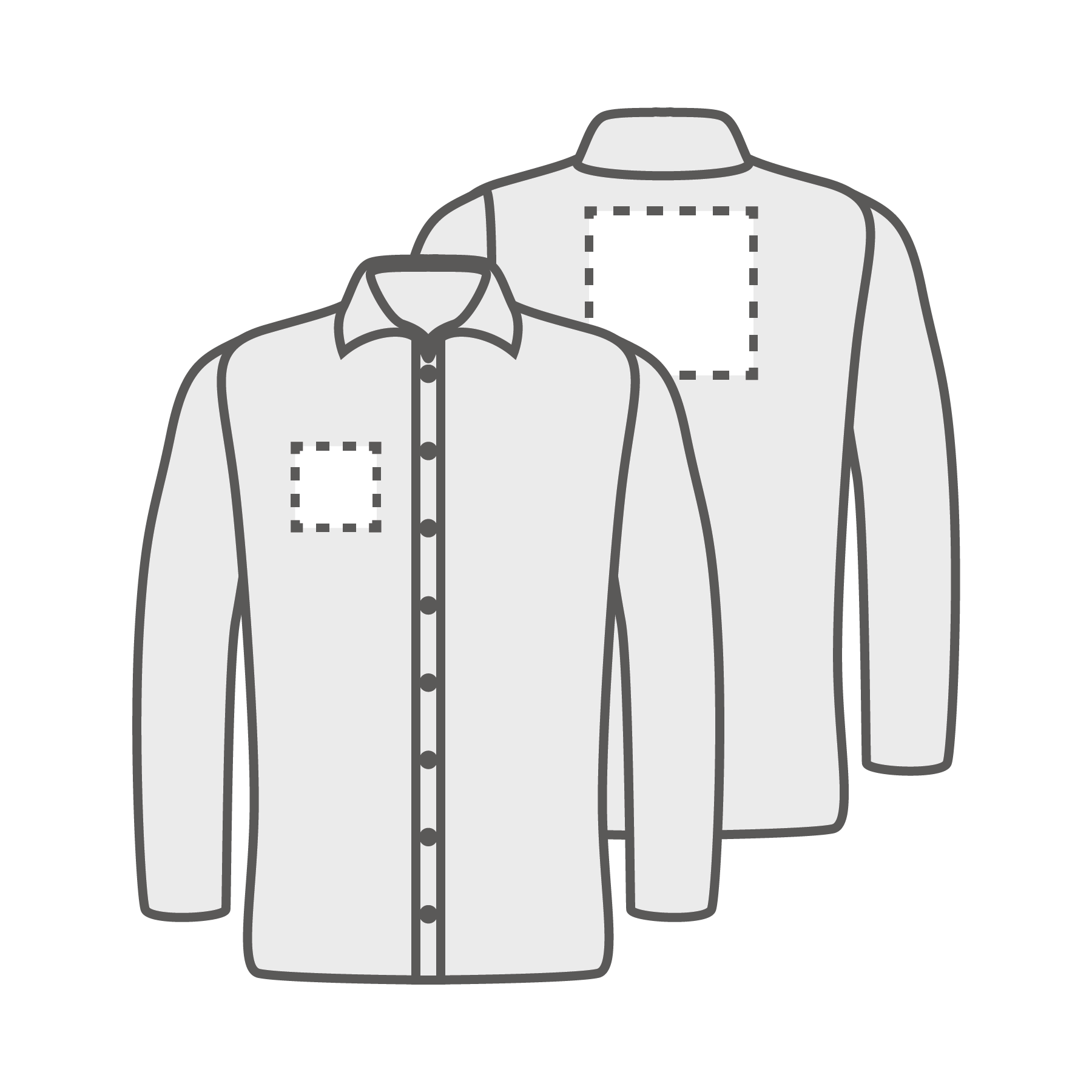 Poitrine et dos droits (10x10 cm)(15x15 cm)